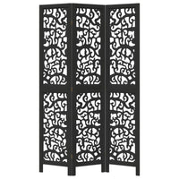 Divisorio Ambienti 3 Pannelli Nero Legno Massello di Paulownia 358750