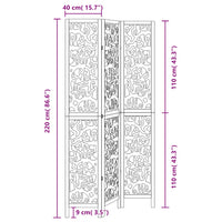 Divisorio Ambienti 3 Pannelli Nero Legno Massello di Paulownia 358752