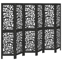 Divisorio Ambienti 6 Pannelli Nero Legno Massello di Paulownia 358761