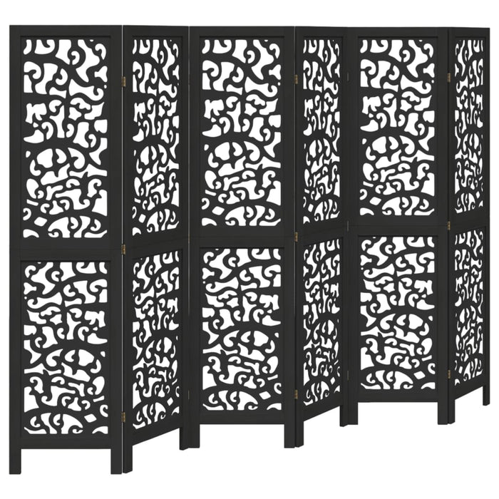 Divisorio Ambienti 6 Pannelli Nero Legno Massello di Paulownia 358761