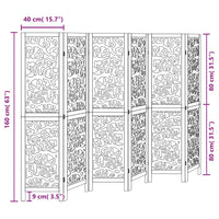 Divisorio Ambienti 6 Pannelli Nero Legno Massello di Paulownia 358761