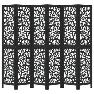 Divisorio Ambienti 6 Pannelli Nero Legno Massello di Paulownia 358763