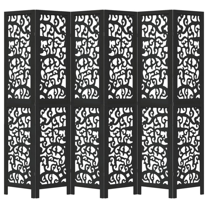 Divisorio Ambienti 6 Pannelli Nero Legno Massello di Paulownia 358763