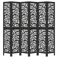 Divisorio Ambienti 6 Pannelli Nero Legno Massello di Paulownia 358764