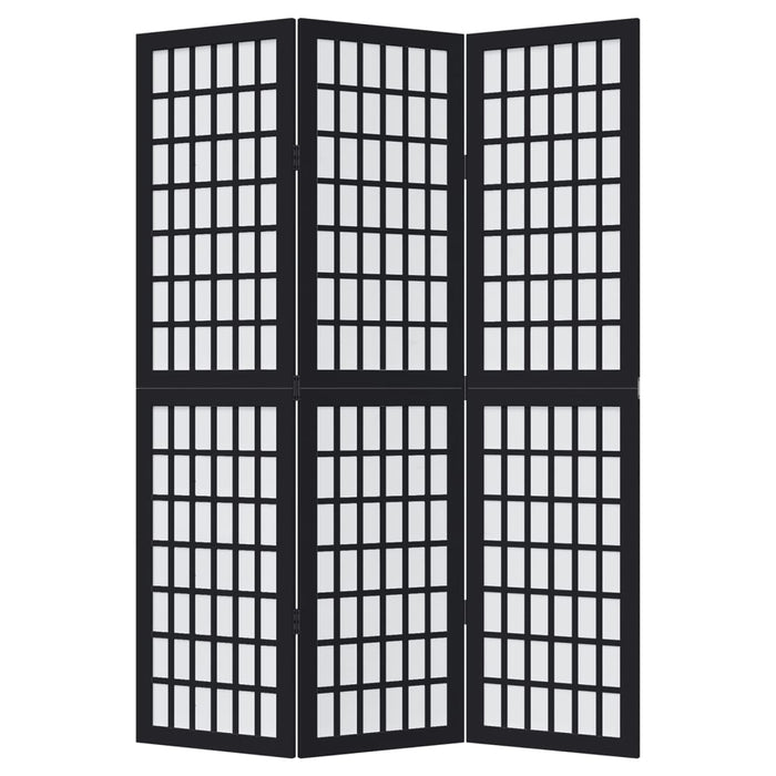 Divisorio Ambienti 3 Pannelli Nero Legno Massello di Paulownia 358765