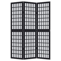 Divisorio Ambienti 3 Pannelli Nero Legno Massello di Paulownia 358765