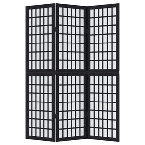 Divisorio Ambienti 3 Pannelli Nero Legno Massello di Paulownia 358765