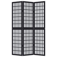 Divisorio Ambienti 3 Pannelli Nero Legno Massello di Paulownia 358766