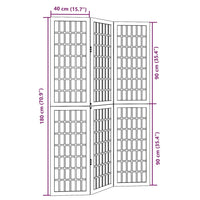 vidaXL Divisorio Ambienti 3 Pannelli Nero Legno Massello di Paulownia