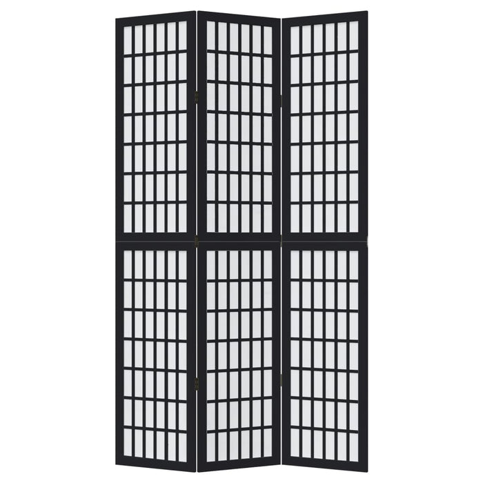 Divisorio Ambienti 3 Pannelli Nero Legno Massello di Paulownia 358767