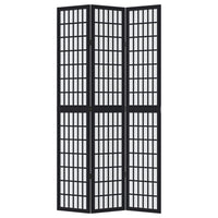 Divisorio Ambienti 3 Pannelli Nero Legno Massello di Paulownia 358768