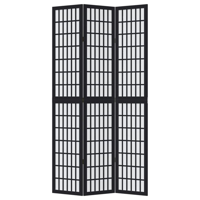 Divisorio Ambienti 3 Pannelli Nero Legno Massello di Paulownia 358768
