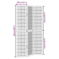 Divisorio Ambienti 3 Pannelli Nero Legno Massello di Paulownia 358768
