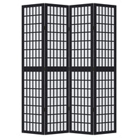 Divisorio Ambienti 4 Pannelli Nero Legno Massello di Paulownia 358771