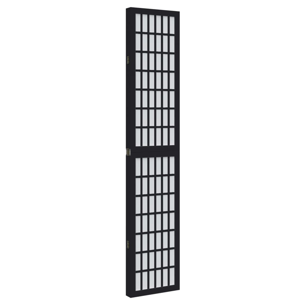 Divisorio Ambienti 4 Pannelli Nero Legno Massello di Paulownia 358771