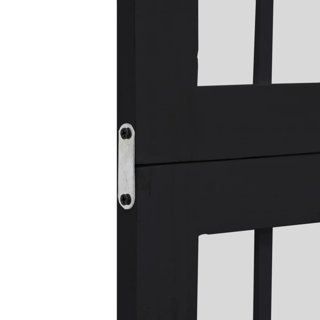 Divisorio Ambienti 4 Pannelli Nero Legno Massello di Paulownia 358771