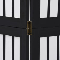 Divisorio Ambienti 4 Pannelli Nero Legno Massello di Paulownia 358771