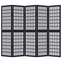 Divisorio Ambienti 5 Pannelli Nero Legno Massello di Paulownia 358773