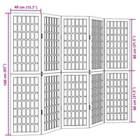vidaXL Divisorio Ambienti 5 Pannelli Nero Legno Massello di Paulownia