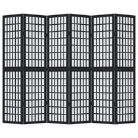 Divisorio Ambienti 6 Pannelli Nero Legno Massello di Paulownia 358778