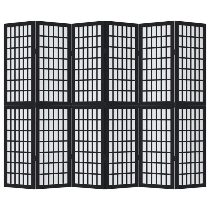 Divisorio Ambienti 6 Pannelli Nero Legno Massello di Paulownia 358778