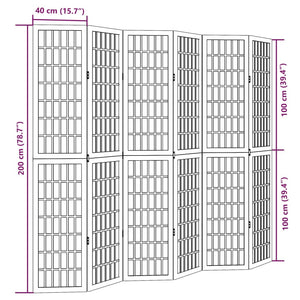 vidaXL Divisorio Ambienti 6 Pannelli Nero Legno Massello di Paulownia
