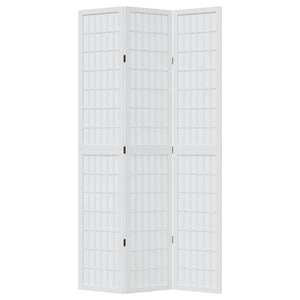 Divisorio Ambienti 3Pannelli Bianco Legno Massello di Paulownia 358784