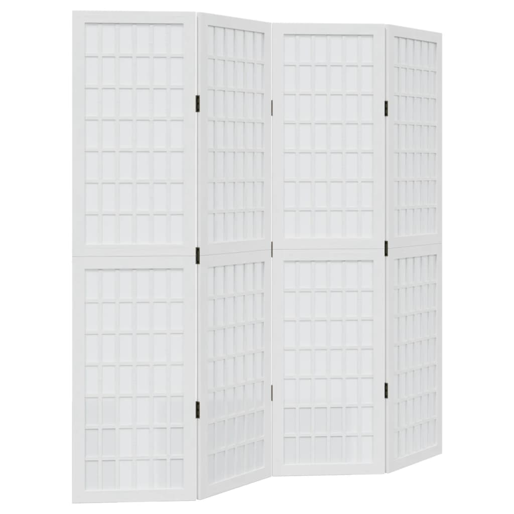 vidaXL Divisorio Ambienti 4Pannelli Bianco Legno Massello di Paulownia