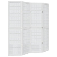 vidaXL Divisorio Ambienti 4Pannelli Bianco Legno Massello di Paulownia