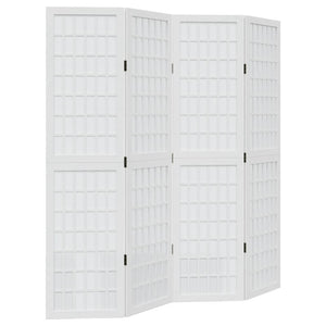 vidaXL Divisorio Ambienti 4Pannelli Bianco Legno Massello di Paulownia