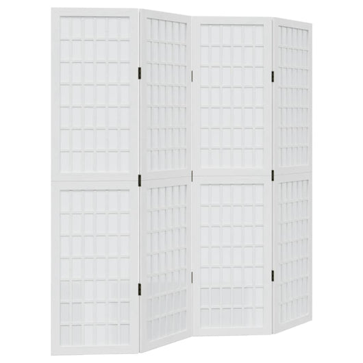vidaXL Divisorio Ambienti 4Pannelli Bianco Legno Massello di Paulownia