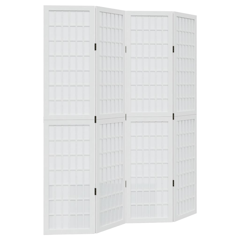 Divisorio Ambienti 4Pannelli Bianco Legno Massello di Paulownia 358786