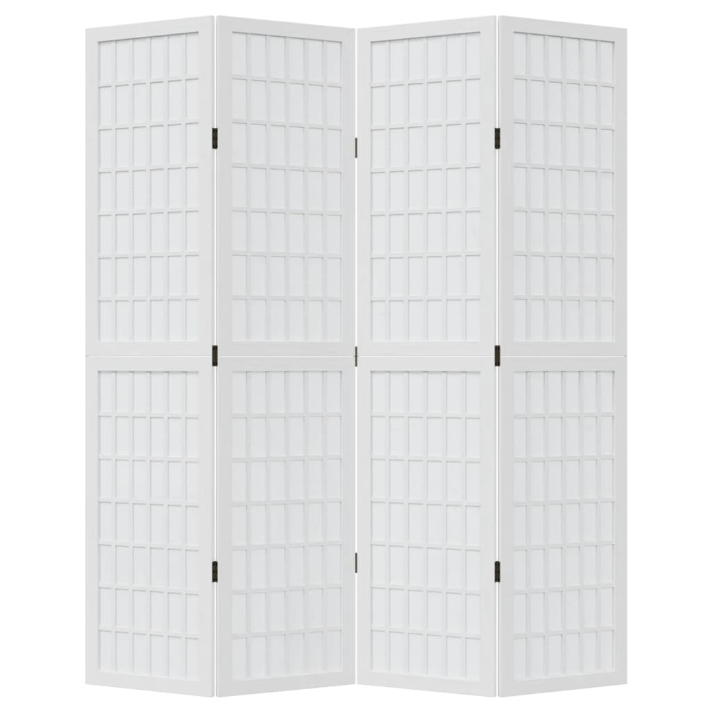 Divisorio Ambienti 4Pannelli Bianco Legno Massello di Paulownia 358786