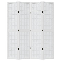 Divisorio Ambienti 4Pannelli Bianco Legno Massello di Paulownia 358786