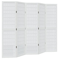 vidaXL Divisorio Ambienti 5Pannelli Bianco Legno Massello di Paulownia