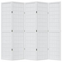 Divisorio Ambienti 5Pannelli Bianco Legno Massello di Paulownia 358790