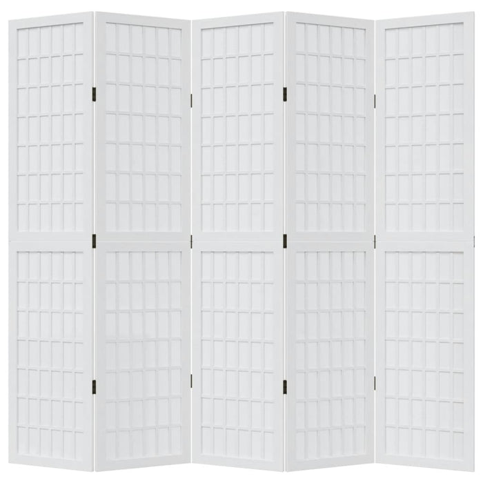 Divisorio Ambienti 5Pannelli Bianco Legno Massello di Paulownia 358790