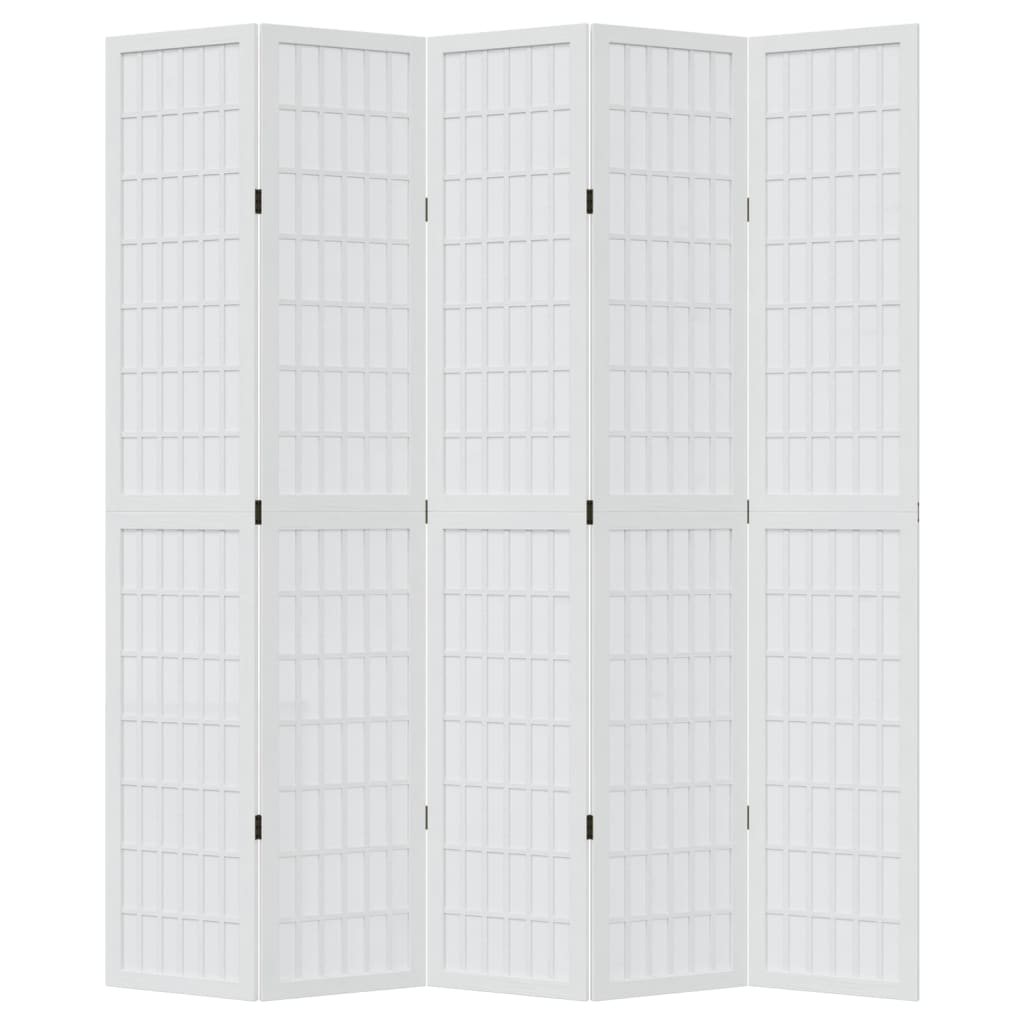 Divisorio Ambienti 5Pannelli Bianco Legno Massello di Paulownia 358792