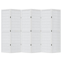 Divisorio Ambienti 6Pannelli Bianco Legno Massello di Paulownia 358793