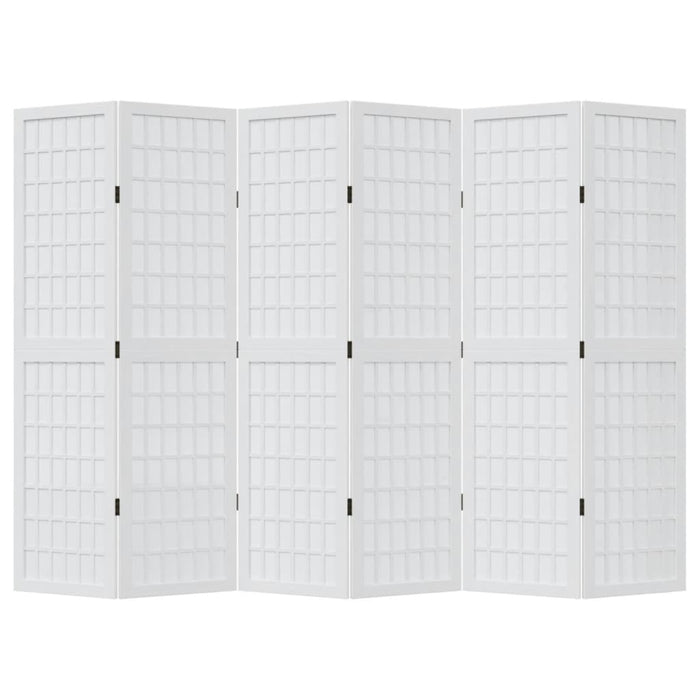 Divisorio Ambienti 6Pannelli Bianco Legno Massello di Paulownia 358793