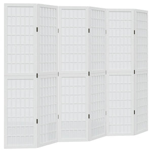 vidaXL Divisorio Ambienti 6Pannelli Bianco Legno Massello di Paulownia