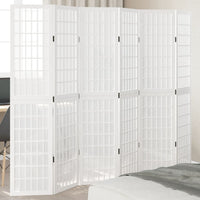 vidaXL Divisorio Ambienti 6Pannelli Bianco Legno Massello di Paulownia