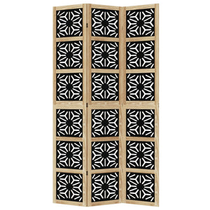 Divisorio Ambienti 3 Pannelli Marrone e Nero Massello Paulownia