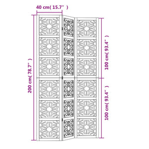 Divisorio Ambienti 3 Pannelli Marrone e Nero Massello Paulownia