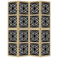 Divisorio Ambienti 4 Pannelli Marrone e Nero Massello Paulownia 358802