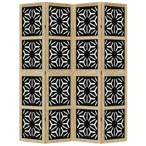 Divisorio Ambienti 4 Pannelli Marrone e Nero Massello Paulownia 358802