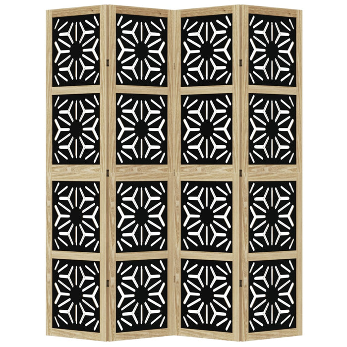 Divisorio Ambienti 4 Pannelli Marrone e Nero Massello Paulownia 358802