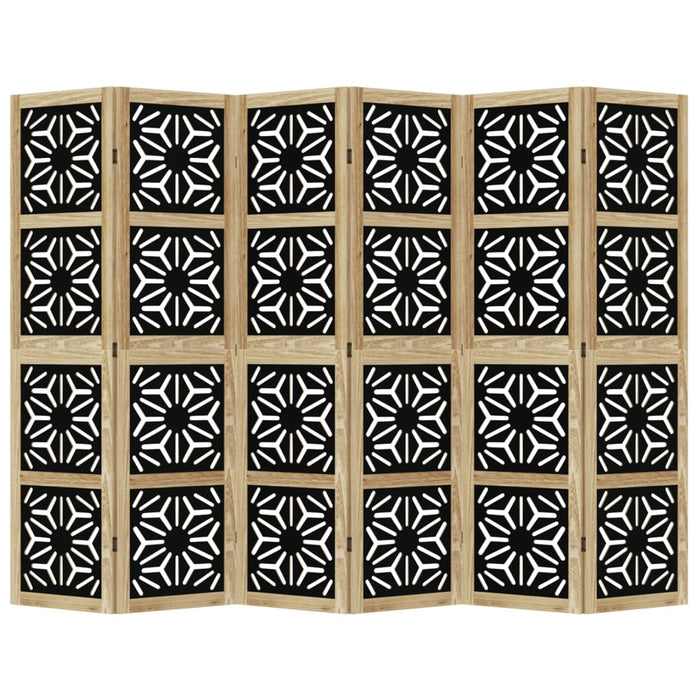 Divisorio Ambienti 6 Pannelli Marrone e nero Legno di Paulownia 358809