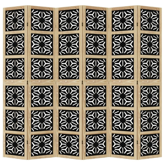 Divisorio Ambienti 6 Pannelli Marrone e nero Legno di Paulownia 358811