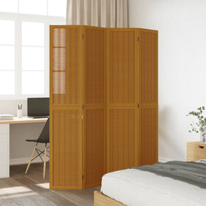 Divisorio Ambienti 4 Pannelli Marrone Legno Massello Paulownia 358819